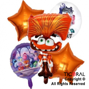 SET DE GLOBOS METALIZADO INTENSAMENTE ANSIEDAD 5 UNIDADES X 1